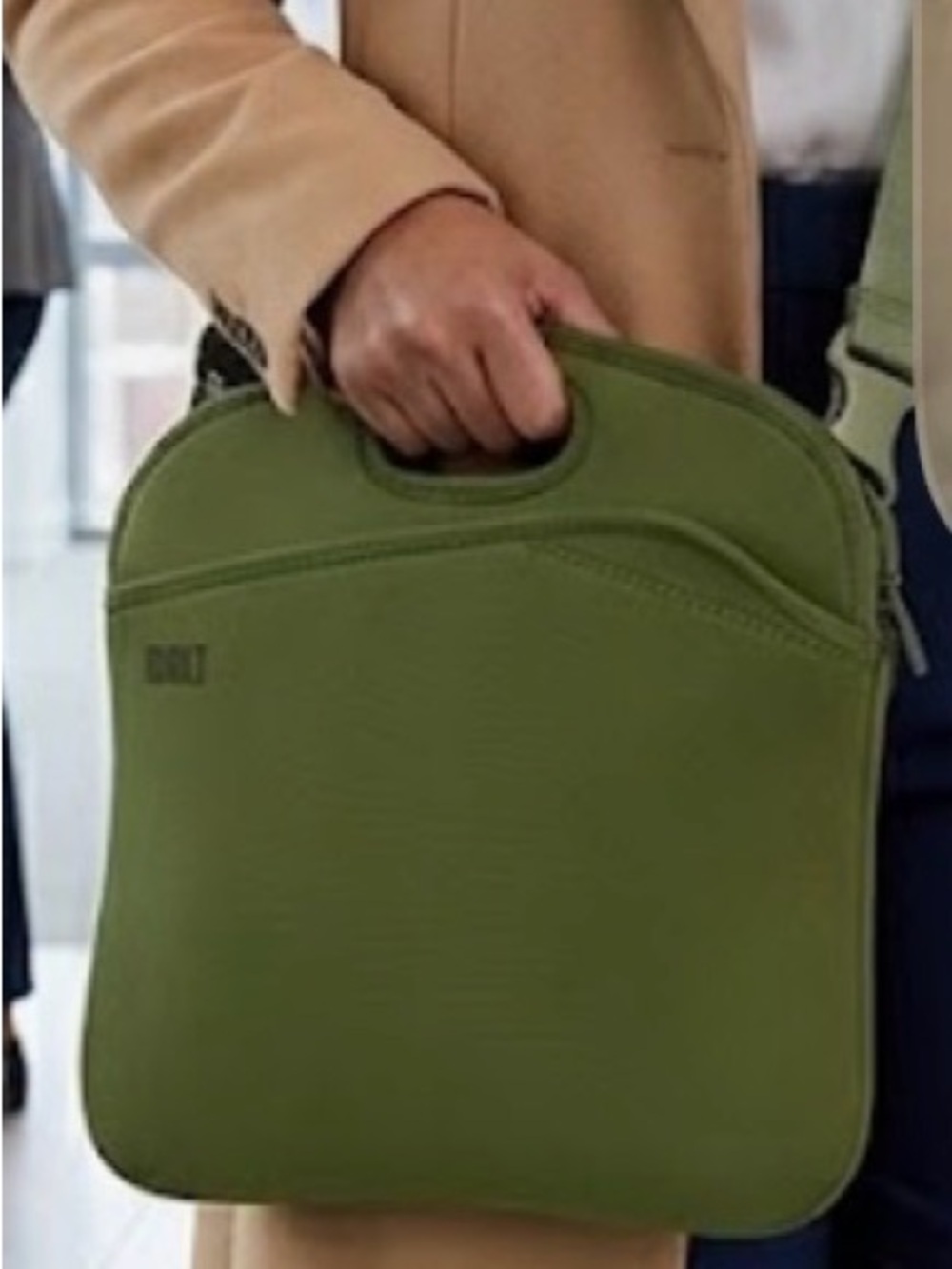 Olive Green Women's Laptop Bag with Top Handle